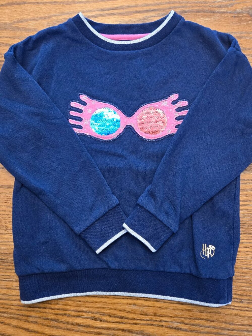 Mini Boden Harry Potter Luna Lovegood Sweatshirt - Size 6-7. Sequins Flip